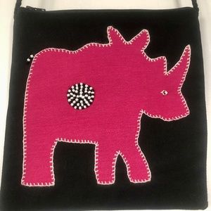 African-inspired youth crossbody bag in black fabric, handcrafted.